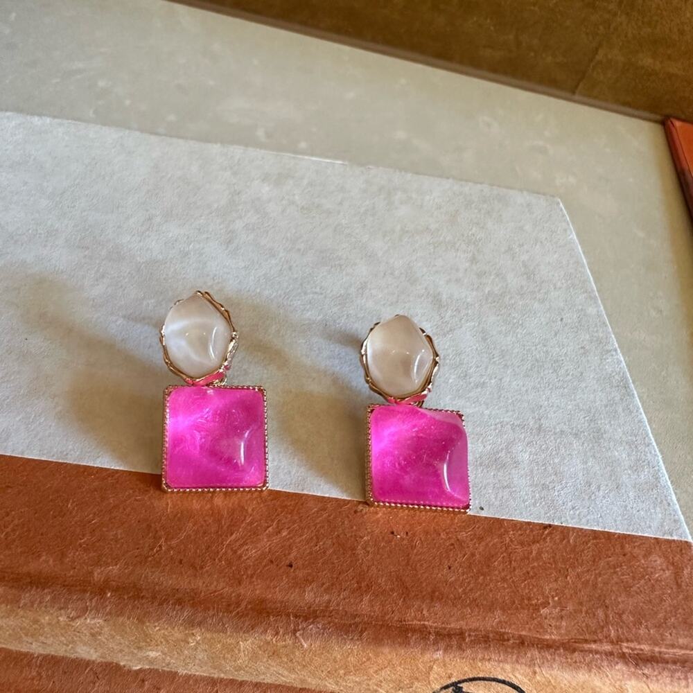 Pink, White and Gold Classic Chic Earring- vacation luxury, vintage, gem stone